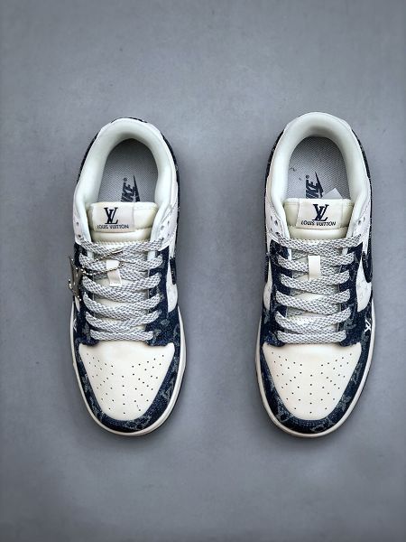 LV x Nike Dunk Low 2024最新情侶款深藍牛仔板鞋