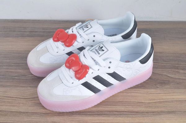 Adidas Samba XLGHello Kitty And Friends 桑巴舞厚底版系列休閒運動板鞋 2024新款女鞋 聯名白黑色淺凱蒂貓