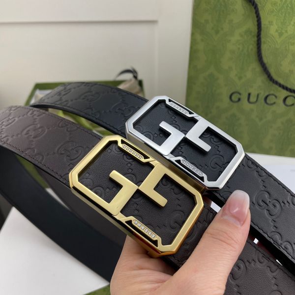 gucci皮帶 古馳2022新款 HF0523-18牛皮壓花紋鑲鉆鋼扣時尚腰帶