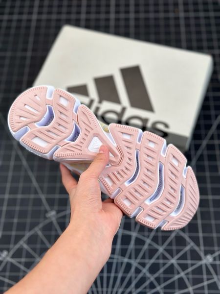 Adidas Climacool 2024最新女款清風高彈系列超輕量休閒運動慢跑鞋 白藕粉色