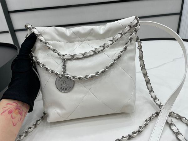 chanel包包 香奈兒2022新款手提包 DSAS3263銀扣單肩斜挎包