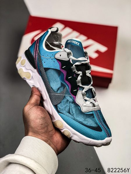 Nike React Element 87 Dark Grey 2021新款 高橋盾透氣網紗輕便男女款慢跑鞋