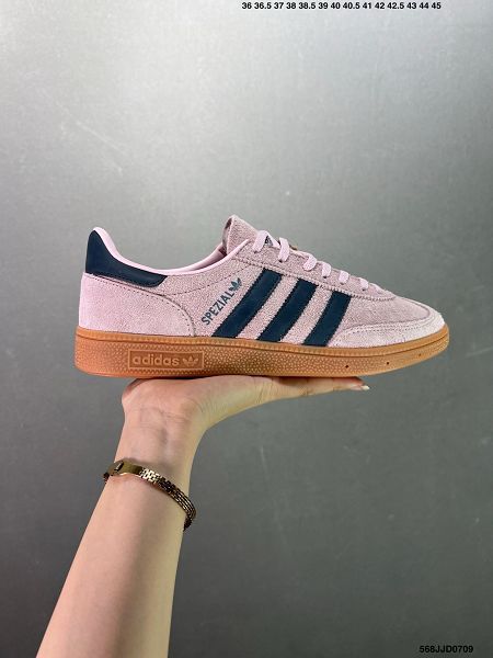 Adidas Originals Handball SPZL 2024新款男女鞋 手球運動員系列百搭休閒運動板鞋 粉黑色