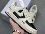 Nike AIR FORCE1 米白黑色運動板鞋冬季新款膠底情侶鞋