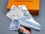 LV x Air Jordan 1 Low 2024最新情侶款孔雀藍色板鞋